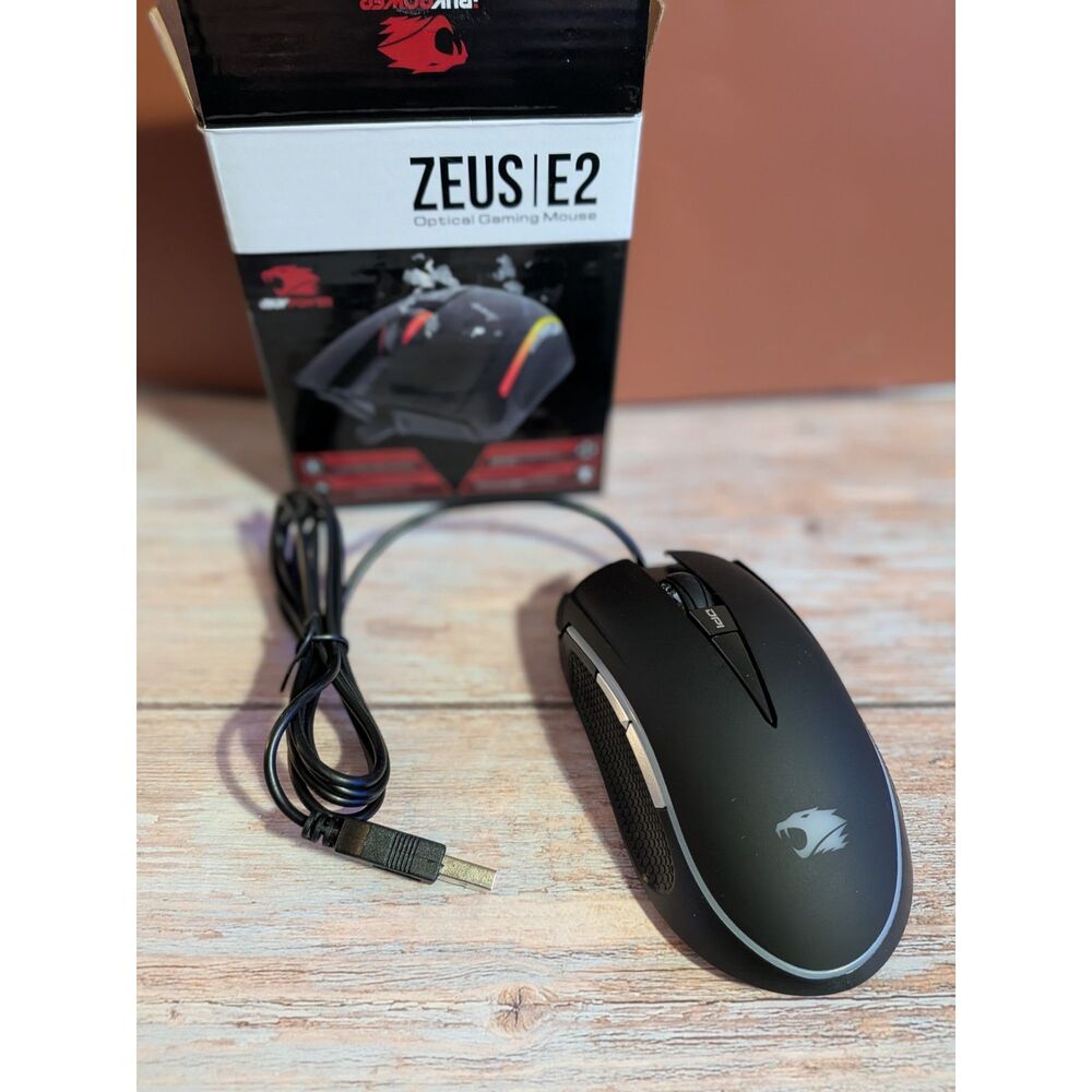 iBUYPOWER Zeus E2 Wired Optical Gaming Mouse – 3200 DPI Multi-Color LED w/ Box